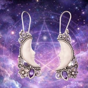 Mystic Crescent Moon Earrings- Celestial boho jewelry
